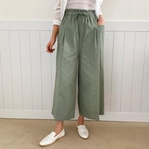 옷자락 [옷자락] 여자 검정색 큐롯 와이드 밴딩 면바지