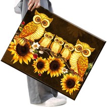 FASEN 사은품+액자 캔버스형보석십자수 DIY세트 라운드 비즈 40 X 50cm, FSE73.부엉이와 해바라기