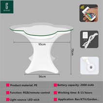 호텔 소파 led 카페 가정용 업소용 LED 충전식 조명 레저 의자 안락 빛나는 led 바 거실 가구 디스코 살롱, 02 RGB color