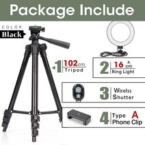 유튜브촬영장비 스마트폰촬영장비 휴대폰촬영장비 카메라 휴대폰용 DSLR 삼각대 알루미늄 여행 유연한 경, 07 Black Package C