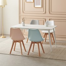 라로퍼니처 에버 1200 1400 포세린 통 세라믹 4인 식탁 세트, 1400 화이트, 화이트 의자2+그레이 의자2