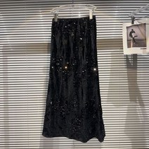 머메이드 스커트 여성 우아한 그라데이션 라인스톤 벨벳 미디 피쉬테일 온라인 와 동일한 모델 봄 가을