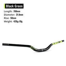 자전거 핸들바 손잡이 드롭바 라이저바 Nanlio-50MM 라이즈 자전거 핸들 바 T6 알루미늄 합금 제비 핸들 바 31.8x780mm 백스윕 MTB 자전거용 9 도 스티어링 휠, 024 black green