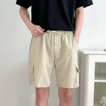노마진컴퍼니 7컬러 여자 남자 와이드핏 나일론 스판 밴딩 카고 반바지 5부 (M-XL)
