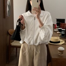 스트링 바람막이 윈드 브레이커 집업 얇은 점퍼 여성 아우터