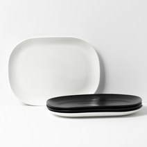 보울보울 레트로라인 오발플레이트L 28cm, 4세트, 밀크화이트 2p + 미드나잇블랙 2p