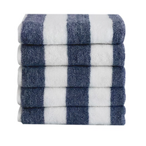 까사베르데 스트라이프 페이스 타월 170g 30수 면사, 네이비, 5개