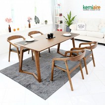 케미에르 티크로 4인 원목식탁SET(의자형) KHD-494, 네이비