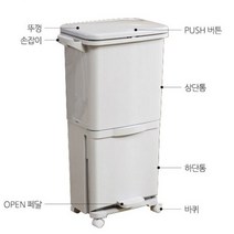 상하단 분리 바퀴달린 이동식 휴지통 쓰레기통 하부페달오픈 상부원터치푸쉬버튼, 상품선택