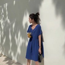 반팔브이넥원피스 여름옷 루즈핏티 여자원피스 여성의류 인싸템 작은 키 빅사이즈 이쁜이 상의 트렌드 2510926225