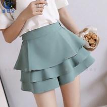 셀럽당 치마바지 여 여름 반바지 스커트 프릴 밴딩 허리 스커트 A라인 케이크 스커트