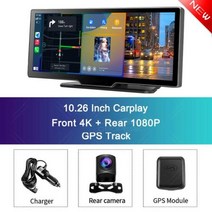 블랙박스 룸미러 Dropshipping1026 quot4K 대시 캠 백미러 카메라 와이파이 카플레이 및 안드로이드 자동 듀얼 렌즈 자동차 DVR 비디오 레코더 GPS 파크 AUX, Dual Lens - GPS+With 128G TF C