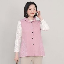 애비뉴투지 엄마옷 히든 체크 와이어 카라 여성 봄 가을 주머니 오픈 조끼 V02256 50대 60대 중년여성