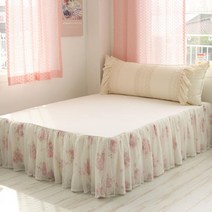아트박스/앤코튼 (3컬러)쉐비 피오니 레이스 베드스커트 Q(누비추가), 핑크