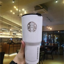 스마트잡동사니 스타벅스텀블러 리미티드실버에디션 몬스터 대용량 텀블러 910ml(스텐빨대포함), 화이트