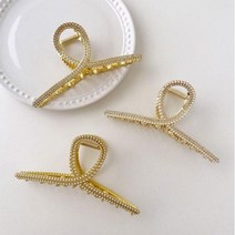 왕집게핀 메탈 진주 큐빅 라인 믹스 꼬임 헤어 집게핀 11cm