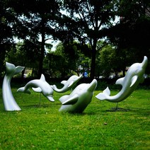 스테인리스 돌고래 로비장식 돌고래 조각상 해상공원 장식 조형물, 세트 결합