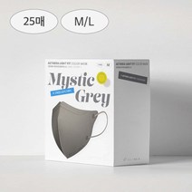누이누아 이주빈 여름 새부리형 V라인 컬러마스크 아이테라 라이트핏 미스틱그레이 중형 25매, 단품, 단품