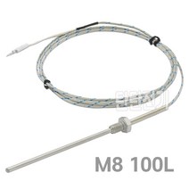TC-N K (CA) 열전대 M8 볼트 니플 와이어 프로브 리드형 온도센서 100L 2m 주문제작