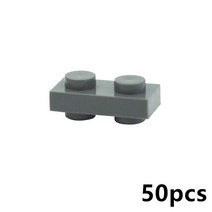 레고 호환 50PCS 특수 플레이트 1x1 1x2 2x2 1x4 w. 손잡이 양면 DIY 기술 벽돌 MOC 빌딩 블록 부품 크리, 04 1x2-dark gray