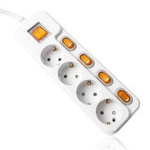 현대일렉트릭 절전형 통합 개별 2800W 16A 4구 멀티탭 전선형 5M_HT069, 5M