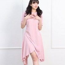 페이퍼먼츠 언발란스 사선 셔링 기본 베이직 미니 반팔 원피스 12377