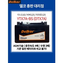 KR모터스 라온100 배터리 YTX7A DTX7A AGM 배터리 6Ah