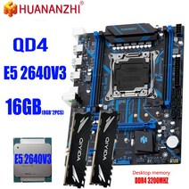 HUANANZHI QD4 마더 LGA2011-3 보드 세트 E5 2640 V3 DDR4 16G (8gbx2) 3200MHZ NVME M.2 USB3.0 SATA3 메모리 콤보
