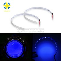 수입차 부품 LED 멀티 컬러 슈퍼 브라이트 360 도 SMD 악마 헤일로 링 키트 악마의 눈 자동차 프로젝터 헤드 라이트용 2 개, [02] Bule