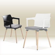 린백토리 나무루미 카페 회의용 디자인 예쁜 업소용 플라스틱 커피숍 식탁 원목 의자, 브라운, 1개, 블랙 바디