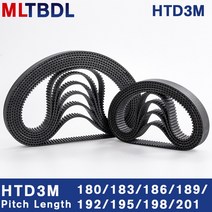HTD 3M 타이밍 벨트 180/183/186/189/192/195/198/201mm 6/9/10/15mm 너비 고무 폐쇄 루프 동기식 피치 3mm, 04 9mm_04 189mm_01 2 개