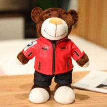오토바이 헬멧 봉제 곰 인형 BMW 쇼에이 AGV 헬멧 장난감 남자친구 크리에이티브 선물 멋진 방 장식, Red Jacket
