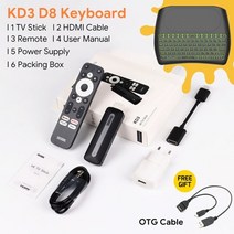 셋탑박스 OTT셋톱박스 mecool kd3 android 11 tv 스틱 with dolby audio 2+8g google 인증 google tv 스트림 미디어 수신기 스틱, 영국 플러그, kd3 d8