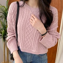 아모르데이 여성용 라운드 토슈꽈 크롭 니트