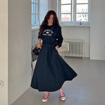 시크폭스 여성용 렌티스 허리밴딩 맨투맨 원피스