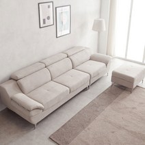 로테 아쿠아패브릭 헤드틸팅 4인 소파 스툴포함, 라이트그레이 (DD10028)