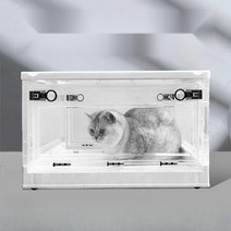 강아지 산소방 고양이 투명 화이트 최신형 박스 아크릴 애묘 케이지 접이식 타핏 털말리기, C