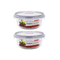 뉴오븐글라스 원형 950ml-2개/밀폐용기/내열유리/오븐용기/전자레인지
