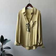 레이어드 텐셀 셔츠 캐주얼 실사 겉감 타입 긴팔 여성가을블라우스