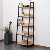 참죽나무 원목 사다리 선반 5단 600 (착한가격), 블랙