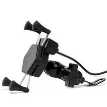 오토바이 핸드폰 거치대 충전 가능 전기차 방수 충전기 오프로드 USB 내비게이션 거치대 비보뉴, 블랙
