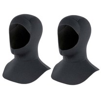 수중 항해를 위한 2pcs 다이빙 모자 서핑 열 모자 장비, 검은색, 네오프렌