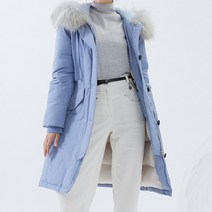 따뜻한 긴 여성 다운 재킷 코트 아래 겨울 오리