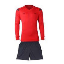 축구 FIFA 중초광판 심판복 세트 축구복 심판 외투 축구심판 장비 심판복 남자, 0118 긴팔: 레드
