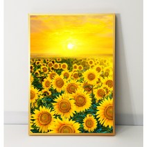 화색갤러리 풍수 인테리어 21 해바라기 그림 액자 프리미엄 캔버스천으로 인화, 골드무광