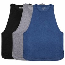 LIERKISS 운동용 여성용 탱크탑 루즈핏 액티브웨어 운동복 스포츠 러닝 요가 상의 면 셔츠, Black2+gray2+dark Blue