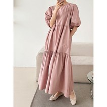 헤일리 캉캉 퍼프 반팔 롱원피스