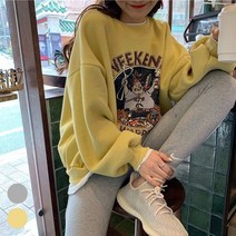 협력브랜드 여성 데일리 레이어드 스타일 프린팅 맨투맨