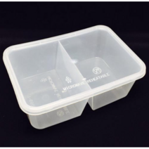 내열성도시락 (직사각2칸 t-650d)-50개/650ml / 일회용죽통 / 죽그릇 / 국그릇 / 내열성용기
