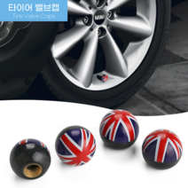 미니킹 할리퀸 미니쿠퍼 튜닝 익스테리어 악세사리 에어 타이어 밸브캡 에어캡 타이어캡 4P 1세트, 유니언잭
